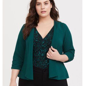 TORRID UNSTRUCTURED GREEN CREPE BLAZER NWOT